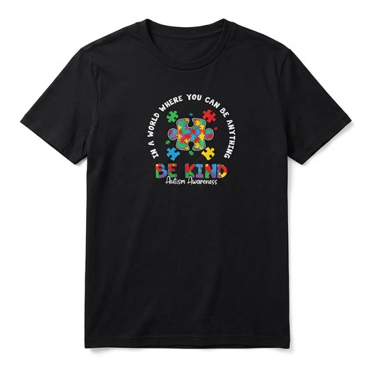 In a World Where You Can Be Anything Be Kind Autism T-Shirt