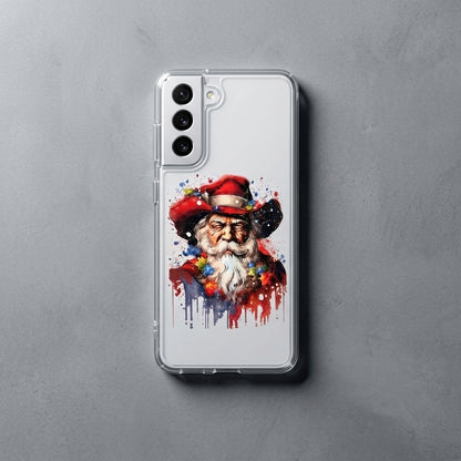 Cowboy Santa Hat Watercolor Christmas Clear Case for Samsung Galaxy | Festive Phone Cover
