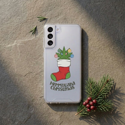Merryjuana Christmas Stocking Clear Case for Samsung Galaxy | Funny Weed Holiday Phone Cover