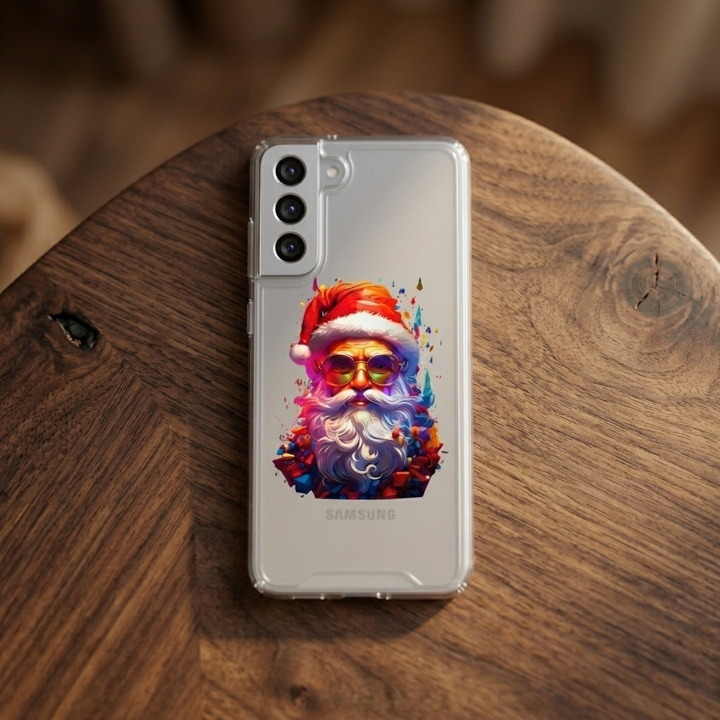 Cool Santa Sunglasses Christmas Clear Case for Samsung Galaxy | Colorful Art Phone Cover