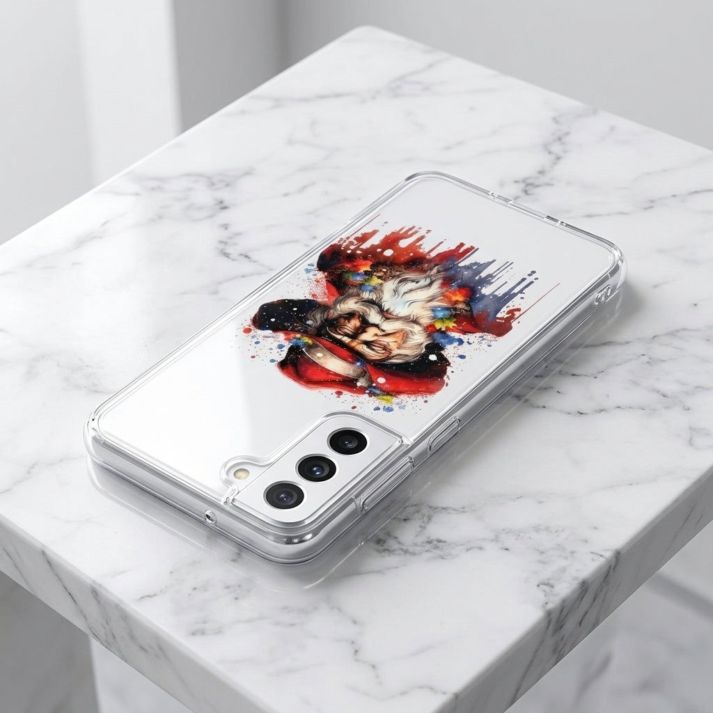 Cowboy Santa Hat Watercolor Christmas Clear Case for Samsung Galaxy | Festive Phone Cover