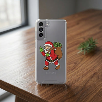 Winking Santa Weed Bag Christmas Clear Case for Samsung Galaxy | Funny Holiday Cover