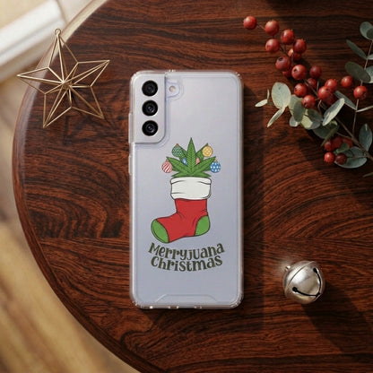 Merryjuana Christmas Stocking Clear Case for Samsung Galaxy | Funny Weed Holiday Phone Cover