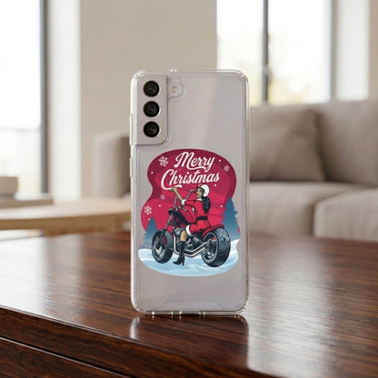 Motorcycle Santa Girl Merry Christmas Clear Case for Samsung Galaxy | Graphic Phone Cover