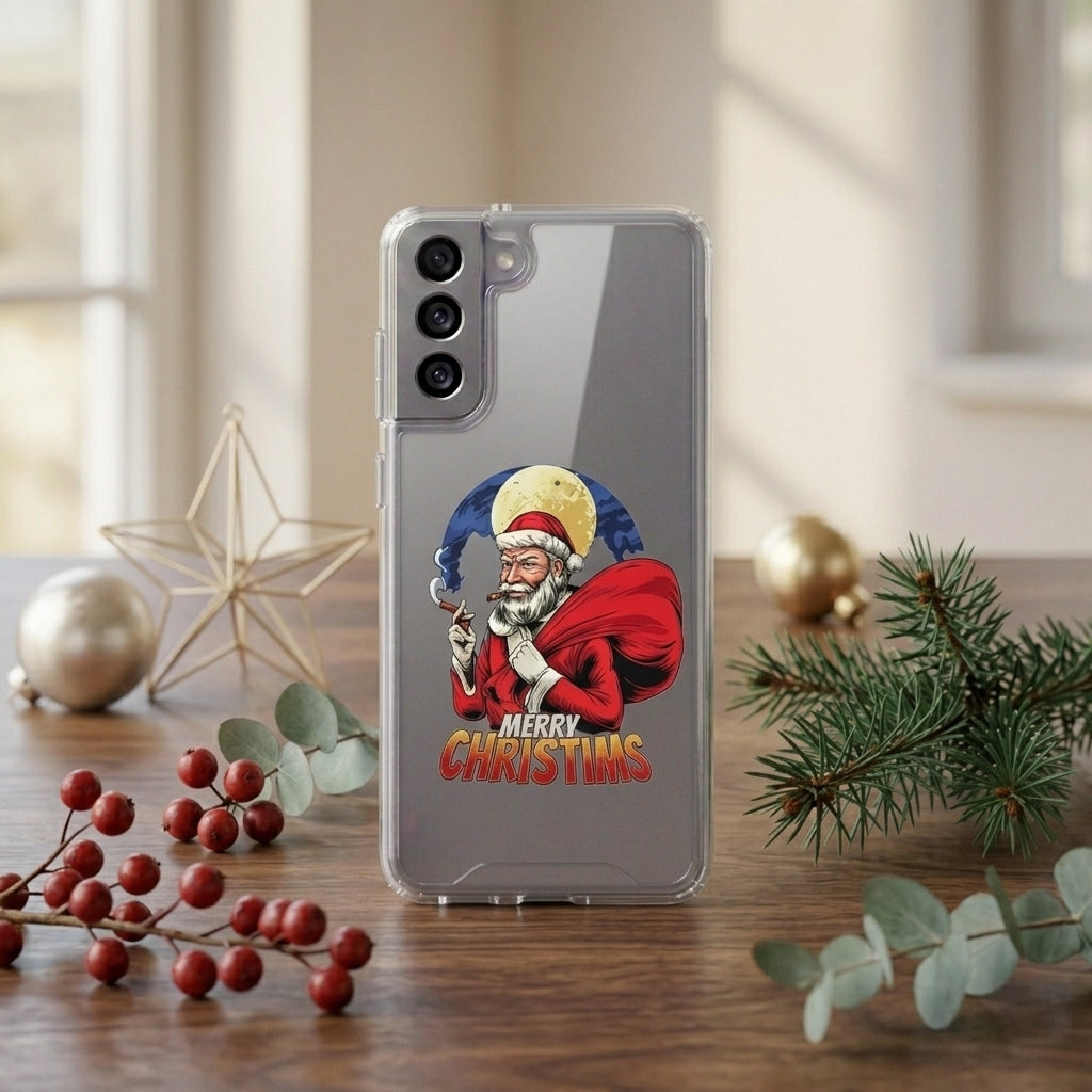 Cool Smoking Santa Merry Christmas Clear Case for Samsung Galaxy | Graphic Phone Cover