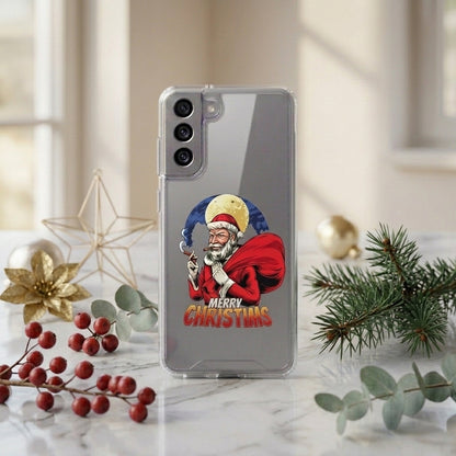 Cool Smoking Santa Merry Christmas Clear Case for Samsung Galaxy | Graphic Phone Cover