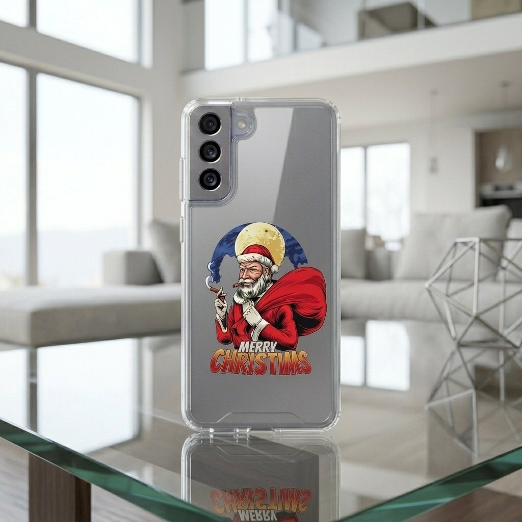 Cool Smoking Santa Merry Christmas Clear Case for Samsung Galaxy | Graphic Phone Cover