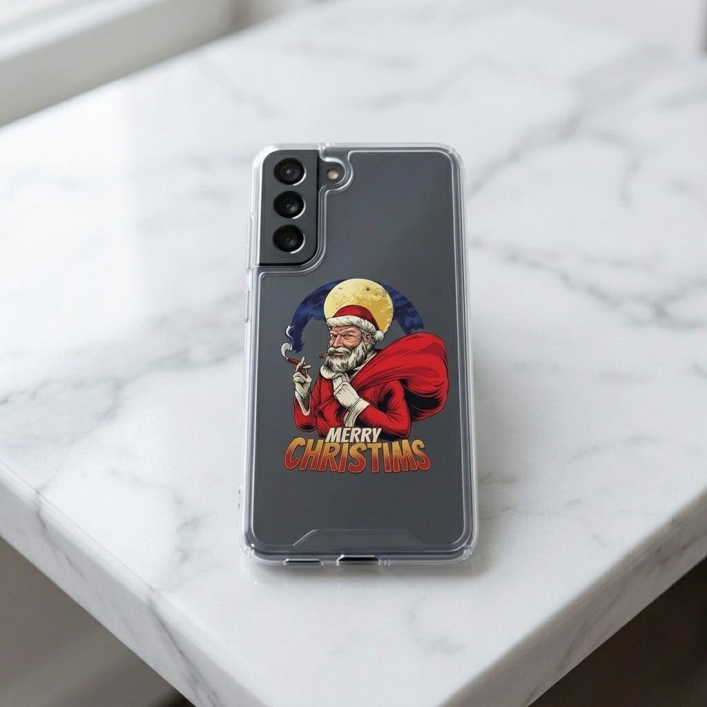 Cool Smoking Santa Merry Christmas Clear Case for Samsung Galaxy | Graphic Phone Cover