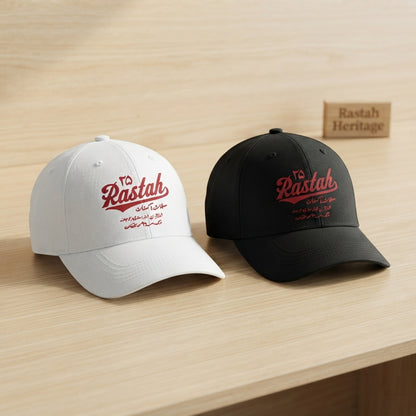 Rastah Urdu Calligraphy Graphic Baseball Cap - Pakistani Streetwear Cap (Black & White)