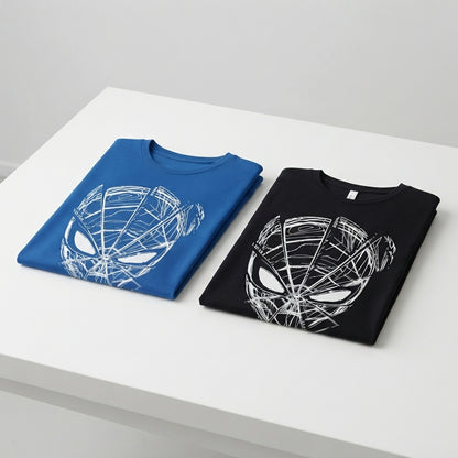 Cyber Mask Sketch Graphic Tee – Metallic Line Art Graphic T-Shirt