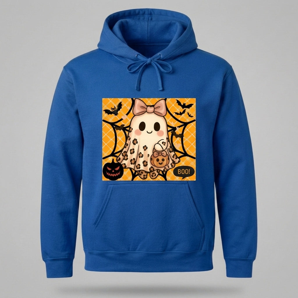 Leopard Print Coquette Ghost Hoodie – Cute Bow Halloween Pullover