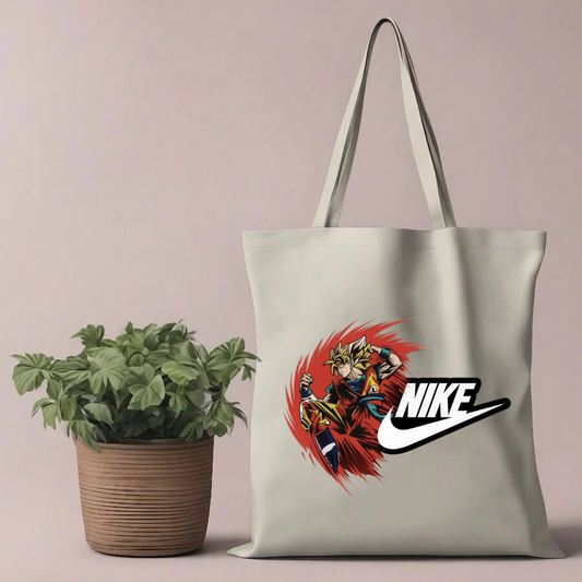 Anime Super Saiyan Graphic Canvas Tote Bag - Dragon Ball & Swoosh Design