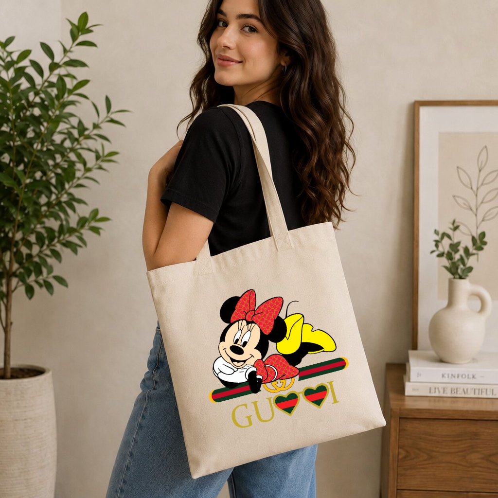 Cute Fashion Mouse Canvas Tote Bag - Trendy Luxury Vibe Reusable Shopping Bag
