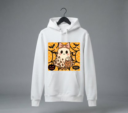 Leopard Print Coquette Ghost Hoodie – Cute Bow Halloween Pullover