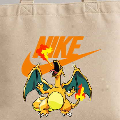 Fire Dragon Anime Graphic Canvas Tote Bag - Aesthetic Retro Gamer Reusable Bag
