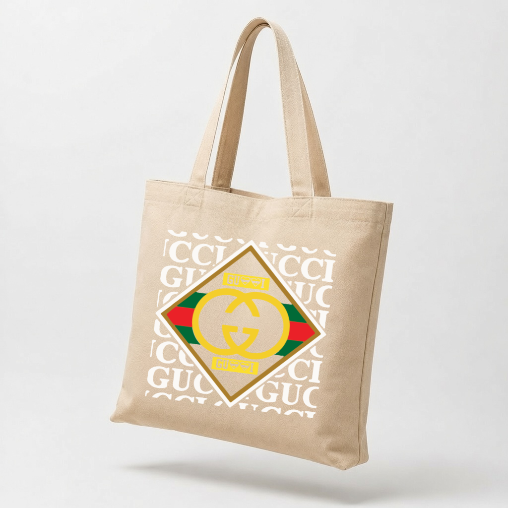 Luxury Diamond Emblem Canvas Tote Bag - Aesthetic Vintage Chic Reusable Bag