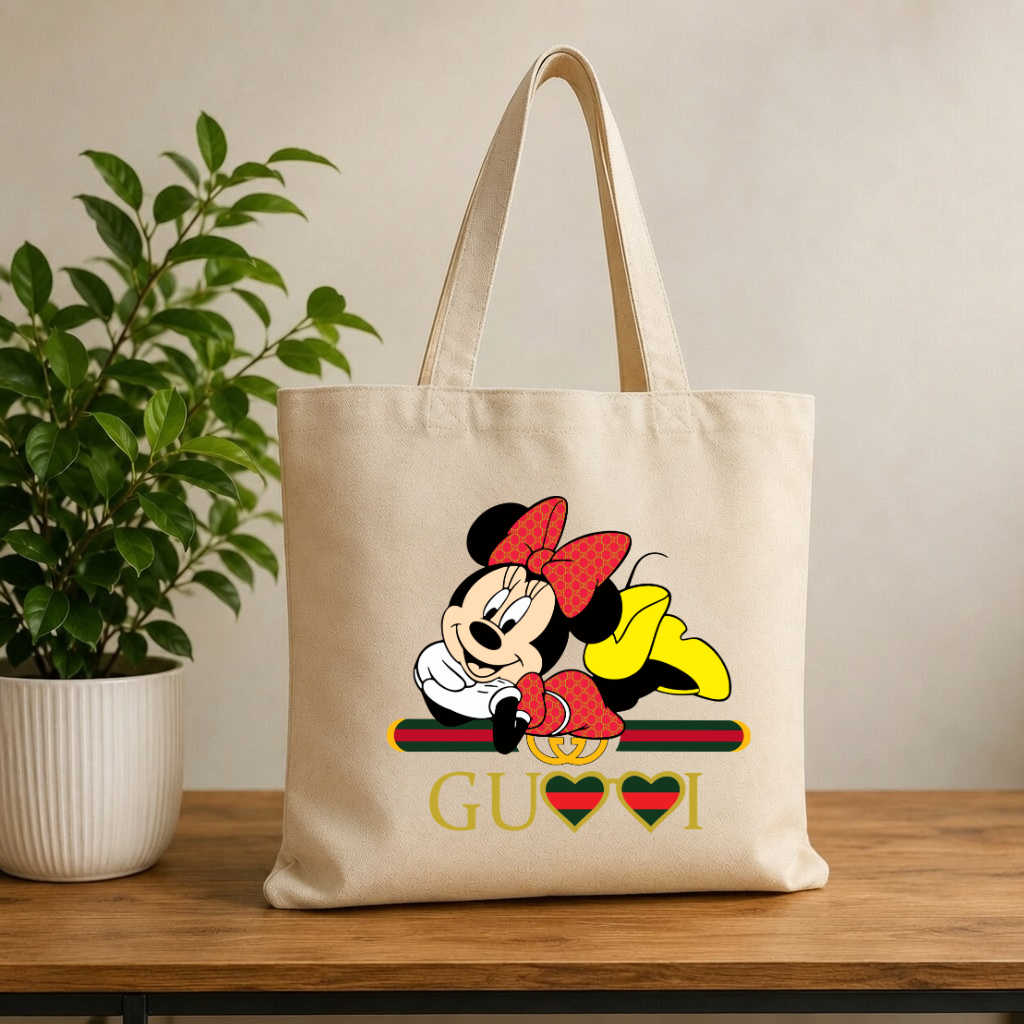 Cute Fashion Mouse Canvas Tote Bag - Trendy Luxury Vibe Reusable Shopping Bag