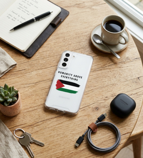 Samsung Clear Phone Case - Humanity Above Everything Palestine Flag Graphic Cover
