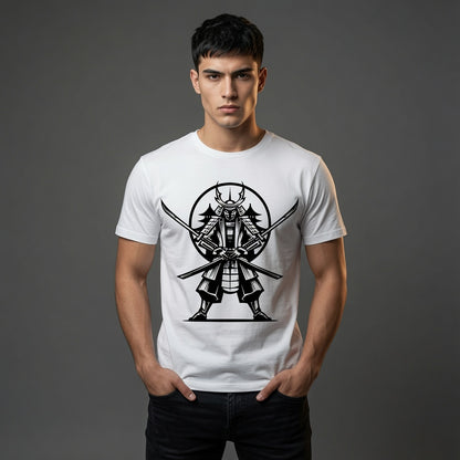 Samurai Warrior Katana T-Shirt Japanese Anime Graphic Tee White