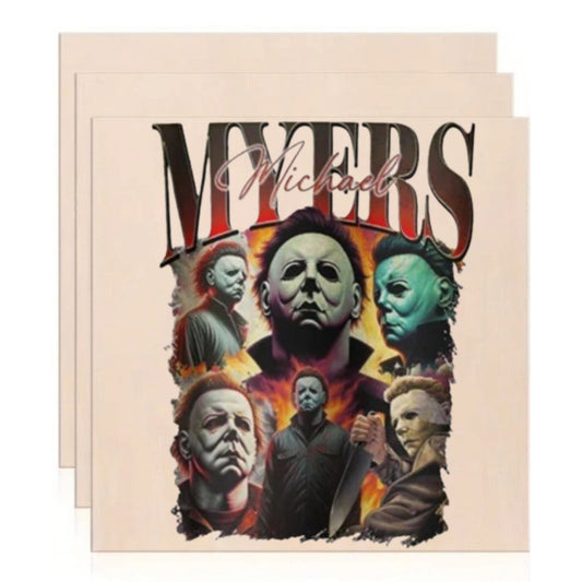 Michael Myers 90s Vintage Bootleg Wooden Art Print – Retro Horror Movie Poster Decor (10x10 Inch)
