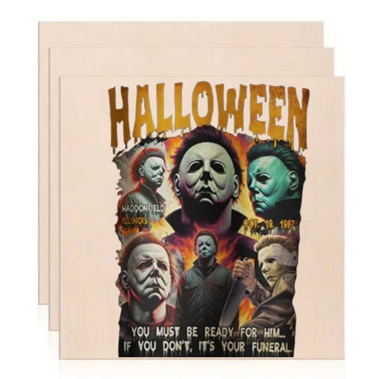 Michael Myers Horror Movie Halloween Wooden Art Print – Retro Vintage Slash Thriller Decor (10x10 Inch)