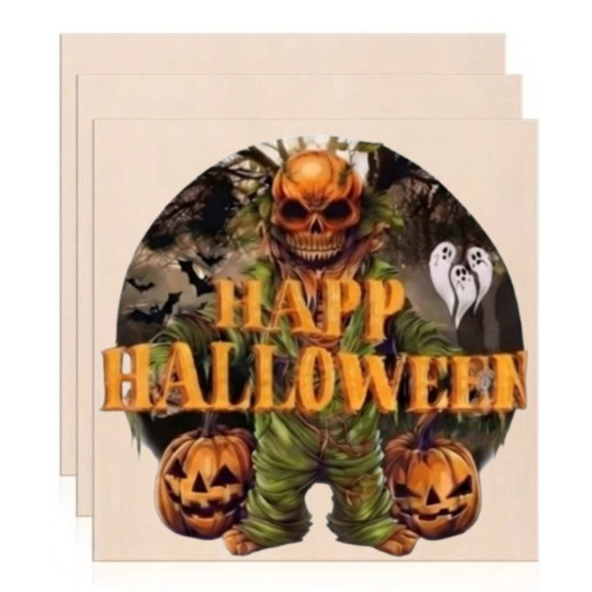 Creepy Pumpkin Skeleton Scarecrow Happy Halloween Wooden Art Print – Spooky Pumpkin Wall Decor