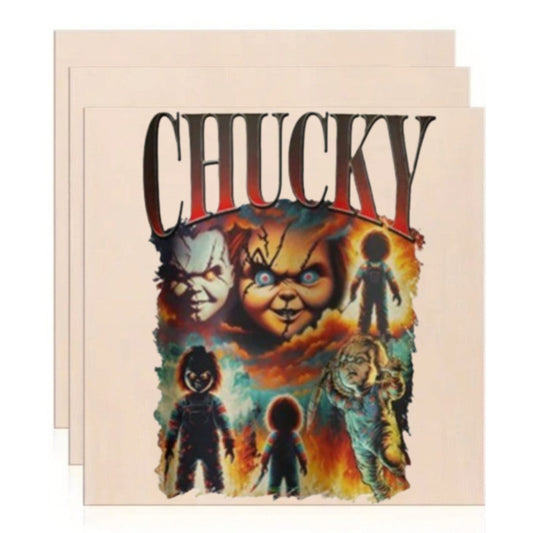 Chucky Child's Play 90s Vintage Bootleg Wooden Art Print – Retro Horror Movie Poster Decor (10x10 Inch)