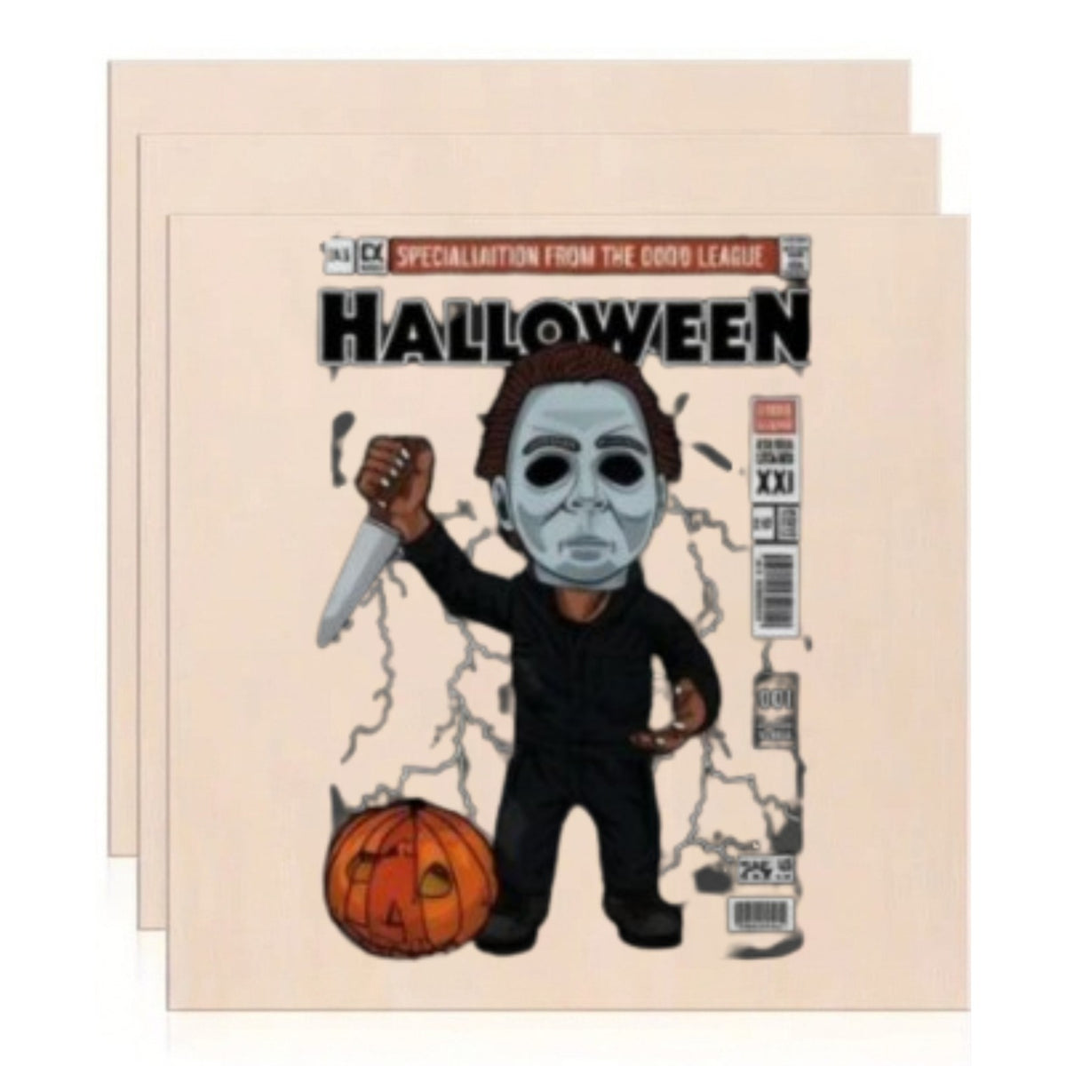 Michael Myers Chibi Comic Book Halloween Wooden Art Print – Comic Book Cover Horror Decor