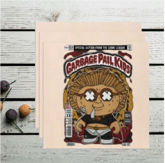 Spooky Garbage Pail Kids Halloween Wooden Plaque - Retro Monster Comic Wall Decor (10x10 Inch)
