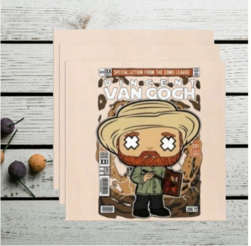 Vincent Van Gogh Pop Culture Wooden Print - Comic Style Artist Wall Art Plaque