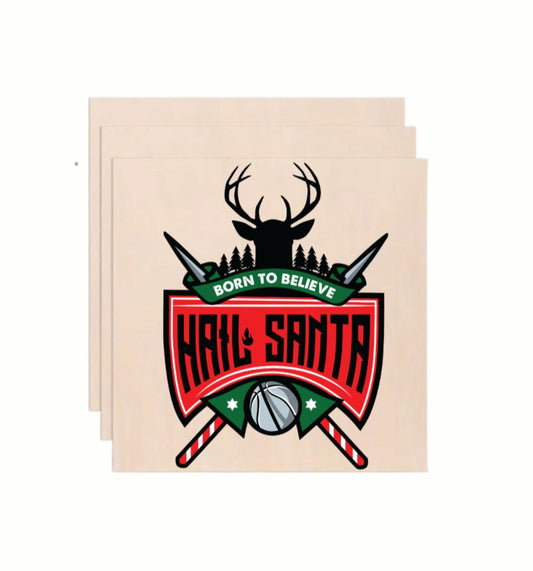 Born To Believe Hail Santa Reindeer Wooden Art Print - Retro Holiday Wall Decor (10x10 Inch)