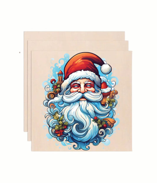 Vintage Santa Claus Portrait Retro Christmas Wooden Art Print - Holiday Wall Decor (10x10 Inch)