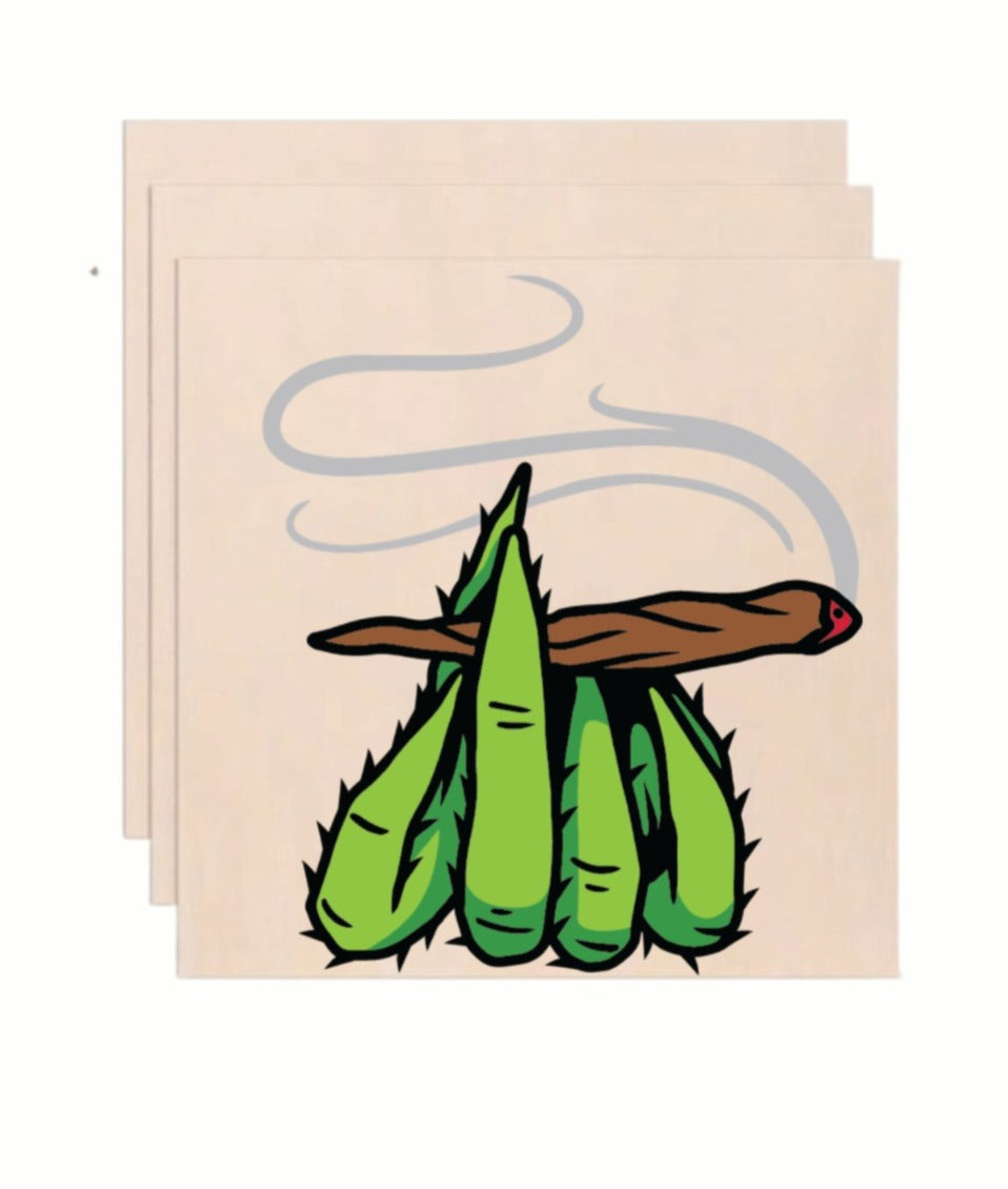 Monster Green Hand Smoking Blunt Weedmas Wooden Art Print - Funny Holiday Wall Decor (10x10 Inch)