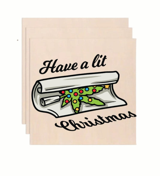 Have A Lit Christmas Rolling Paper Weedmas Wooden Art Print - Funny Holiday Wall Decor (10x10 Inch)