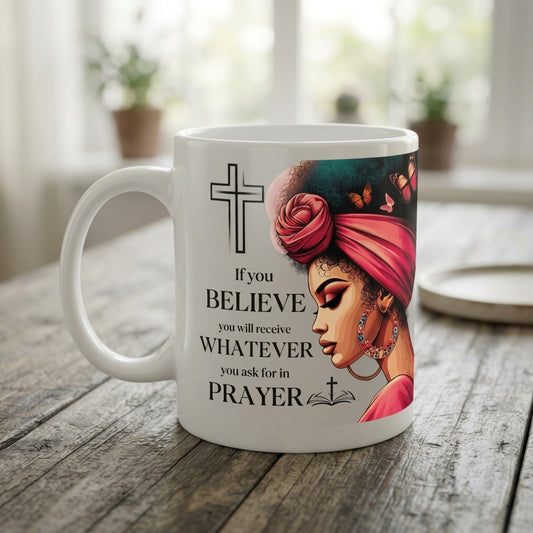Black Girl Magic Bible Verse Ceramic Coffee Mug, Inspirational Scripture Gift Mug 11oz