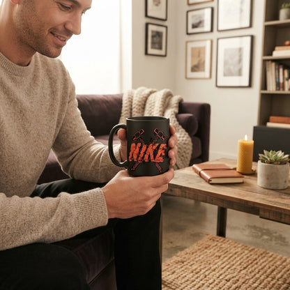 Nike Inspired Orange Stone Carved Crossed Hammers Graphic Waterproof Vinyl Sticker - Bold Streetwear Decal for Black & White Mugs