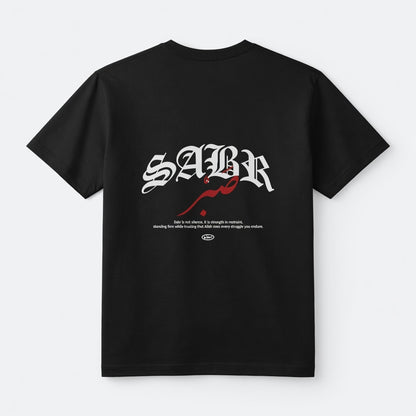 SABR (Patience) Gothic Calligraphy Streetwear T-Shirt | Oversized Graphic Tee