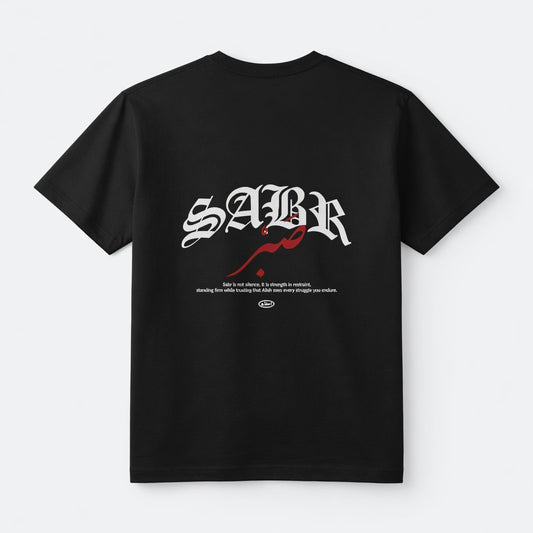 SABR (Patience) Gothic Calligraphy Streetwear T-Shirt | Oversized Graphic Tee