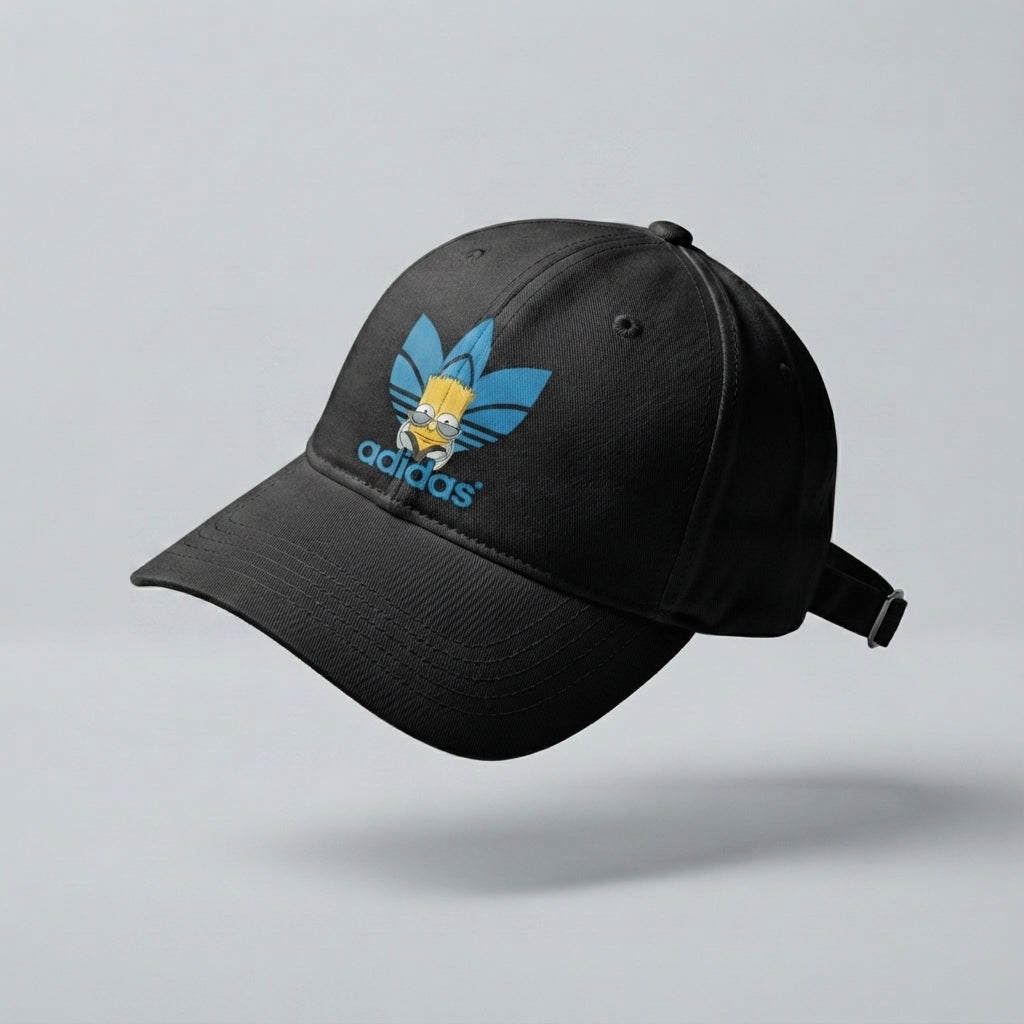 Cool Cartoon Character Graphic Baseball Cap - Adjustable Streetwear Hat (Black & White)