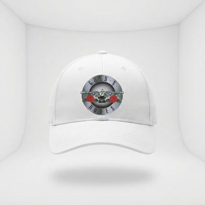 Guns N' Roses Classic Bullet Logo Graphic Baseball Cap - Hard Rock Band Cap (Black & White)