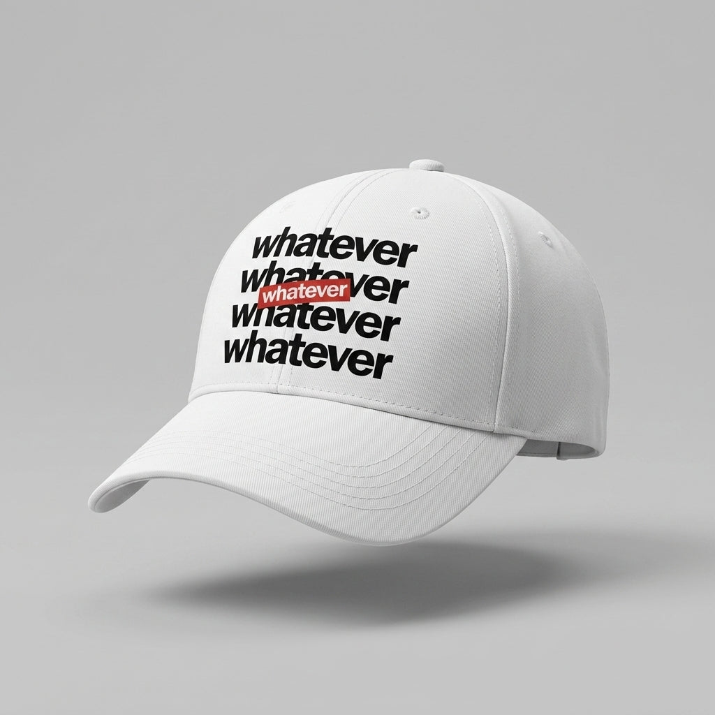 Whatever Stacked Typography Graphic Baseball Cap - Supreme Style Streetwear Cap (Black & White)
