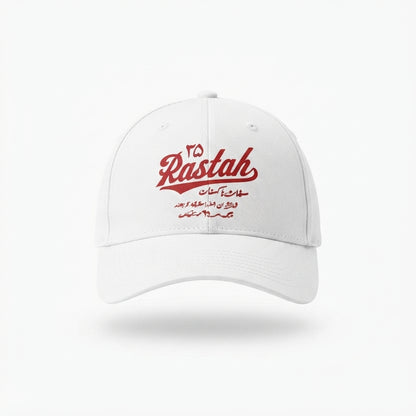 Rastah Urdu Calligraphy Graphic Baseball Cap - Pakistani Streetwear Cap (Black & White)