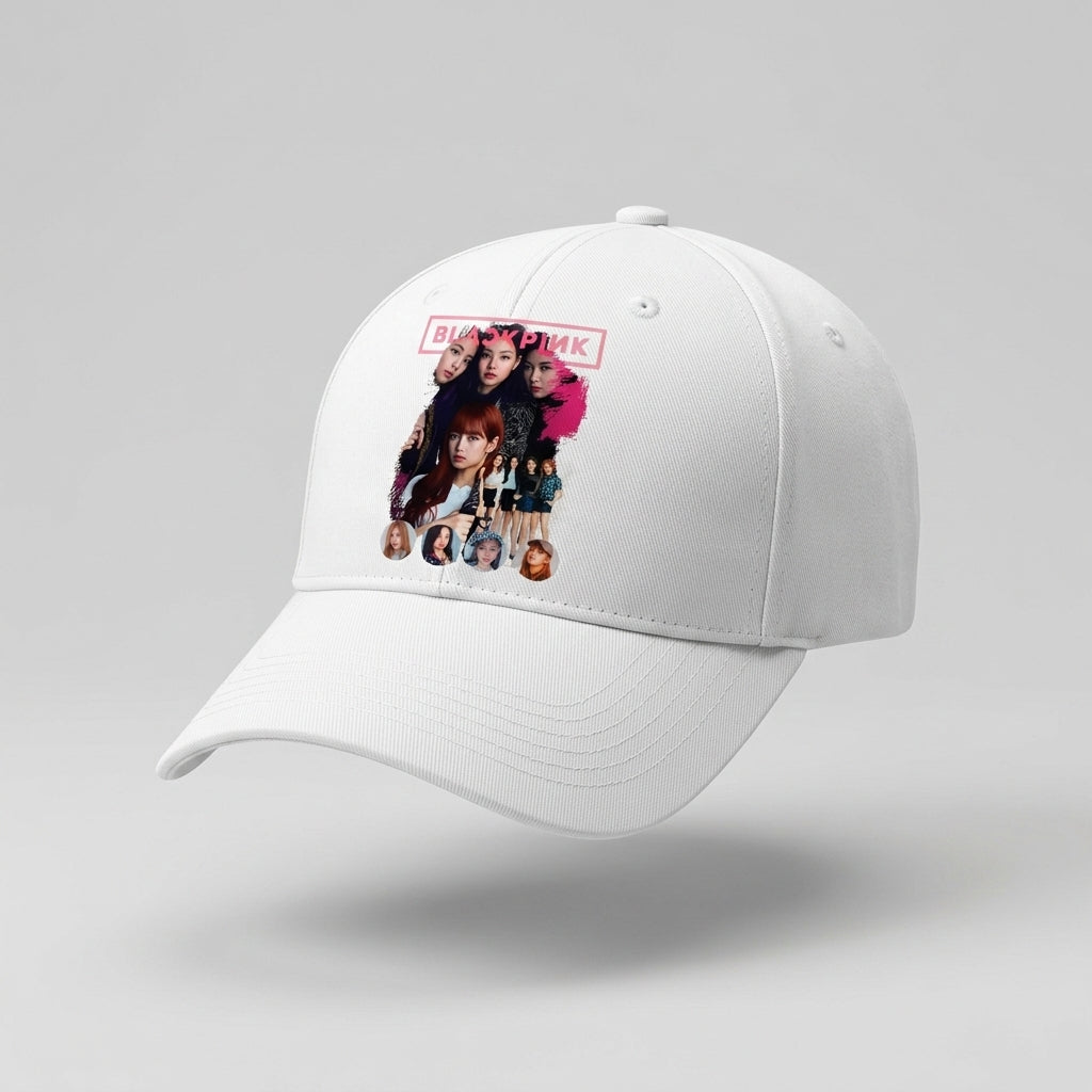 Blackpink K-Pop Graphic Baseball Cap - Vintage Photo Print Cap (Black & White)
