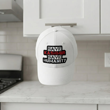 Save Kashmir Save Humanity Graphic Baseball Cap - Kashmir Solidarity Cap (White)