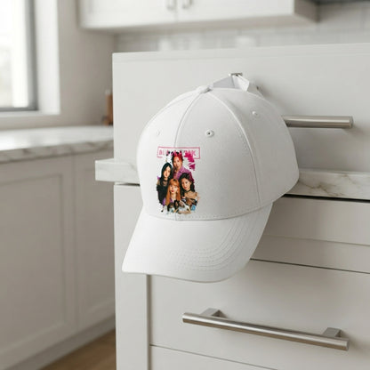 BLACKPINK K-Pop Girl Group Graphic Baseball Cap - Kpop Band Merch Cap (White)