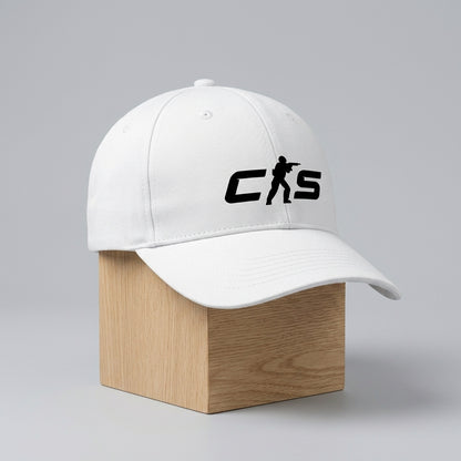 Counter-Strike CS Logo Graphic Baseball Cap - Tactical Gaming Cap (Black & White)
