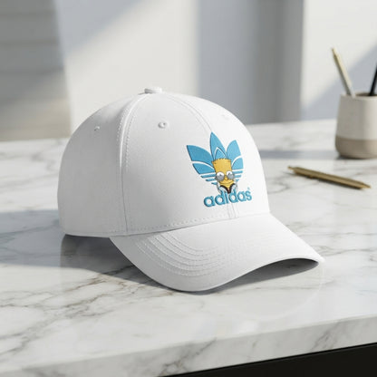 Cool Cartoon Character Graphic Baseball Cap - Adjustable Streetwear Hat (Black & White)