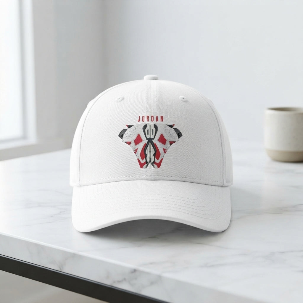 Retro Sneaker Art Graphic Baseball Cap - Adjustable Sneakerhead Cap (Black & White)