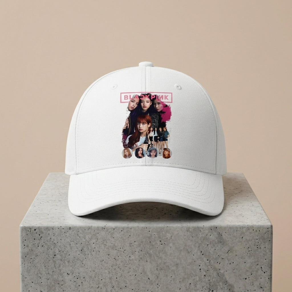 Blackpink K-Pop Graphic Baseball Cap - Vintage Photo Print Cap (Black & White)