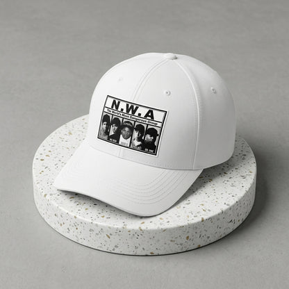 N.W.A Vintage Hip Hop Graphic Baseball Cap - NWA Music Group Cap (Black & White)